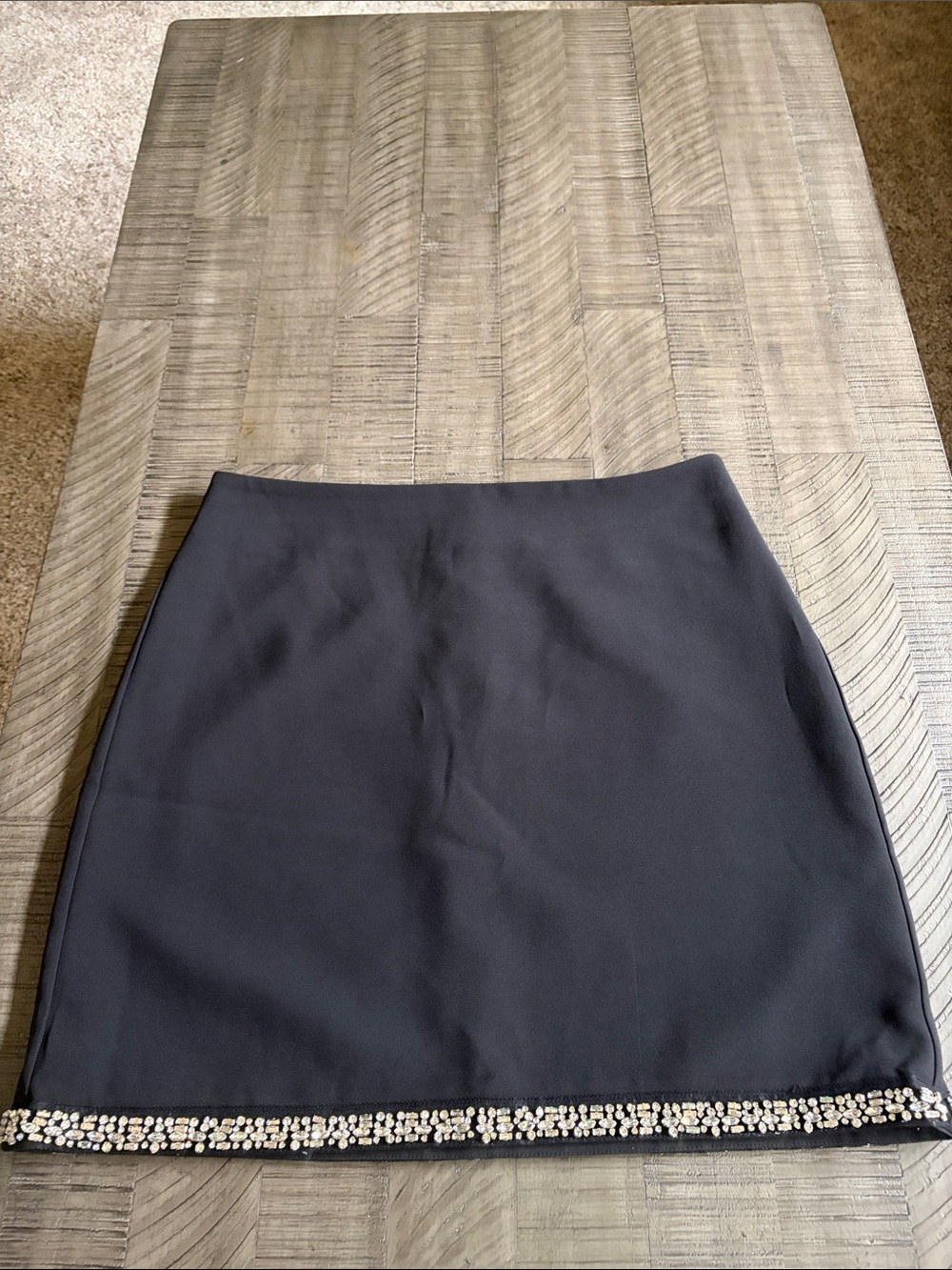Ann Taylor Black Mini Skirt with Beaded Hem